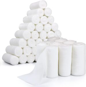 Gauze Bandages – 36 Rolls – Premium First Aid Supplies for Safe Adventuring – Flexible, Stretchable, and Breathable Gauze Rolls – 4” x 4.1 Yards Bandage Wrap for Wound Dressing