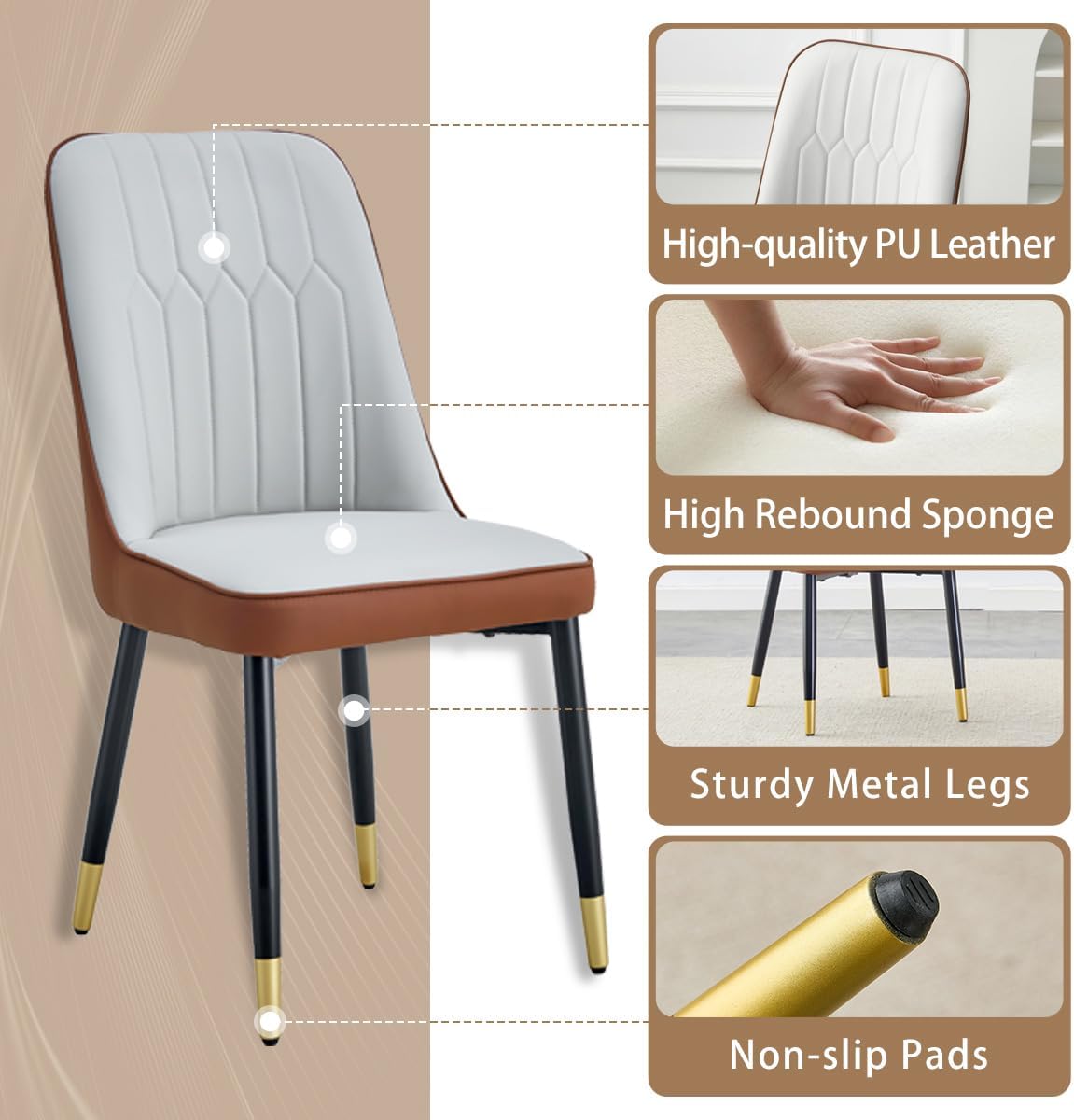 Small Dining Table Set for 4, 50'' Sintered Stone Table, Easy to Assemble, Suitable for Small Spaces - Image 6