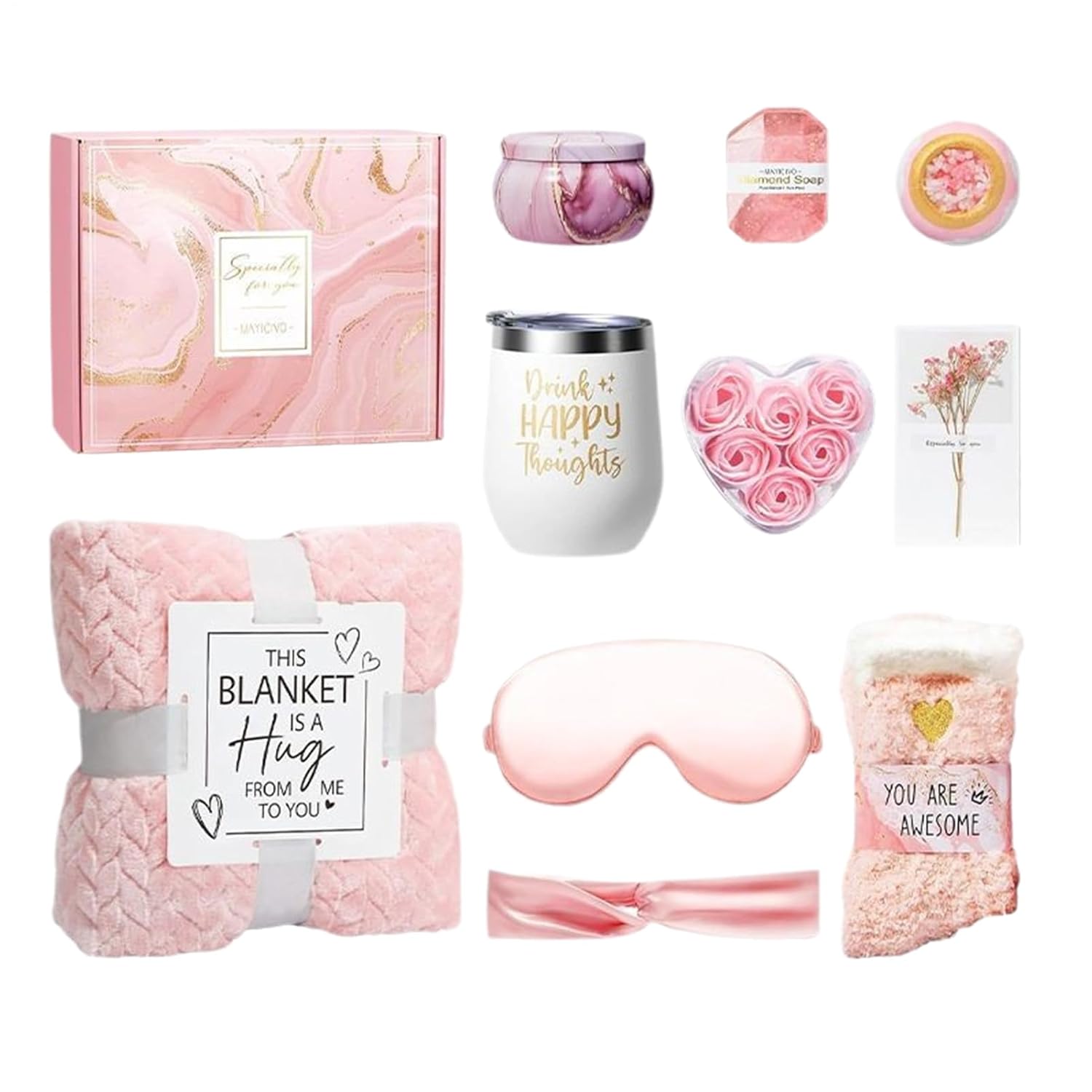 Self-Care Kit Birthday Gift For Women, Luxury Roses Relaxing Spa And Flannel Blanket Kit For Mom Her Friends Sister - Image 2