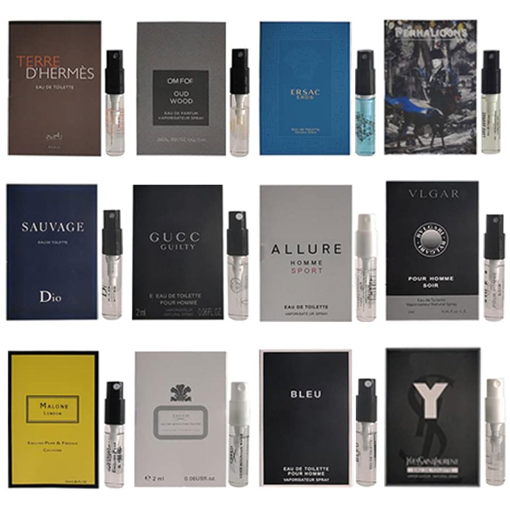 Men's Cologne Samples Fragrance Designer Perfume Sampler Set Most Popular Top Designer Brands Sample Vials Collection(12PCS)