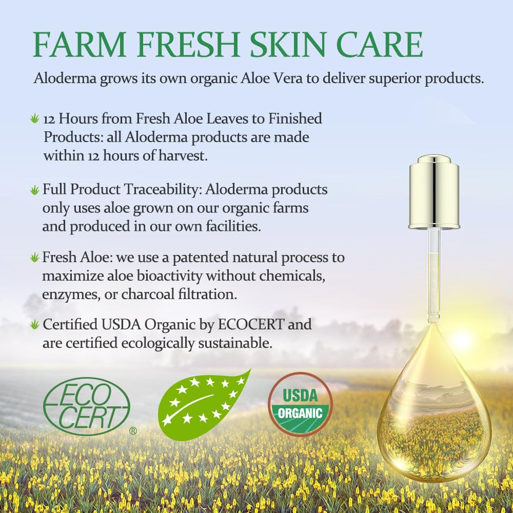 Aloderma Organic Aloe Vera Gel for Face & Body, 96% Pure Aloe Gel Made within 12 Hours of Harvest, Ideal for Skin, Scalp, & Hair Hydration, Calming Moisturizer for Soothing After Sun Care, 7.05oz - Image 6