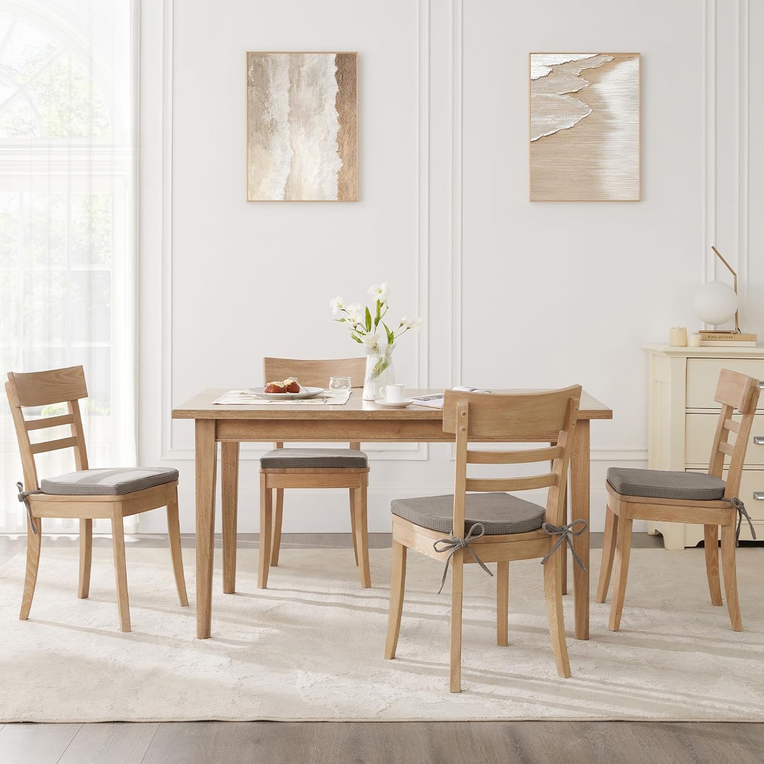 Kitchen Chair Cushions Set of 4 for Dining Chair, Soft Memory Foam Seat Pads with Non-Slip Bottom & Ties for Indoor Kitchen Dining Furniture, 15.5" x 15.5" Dark Grey - Image 2