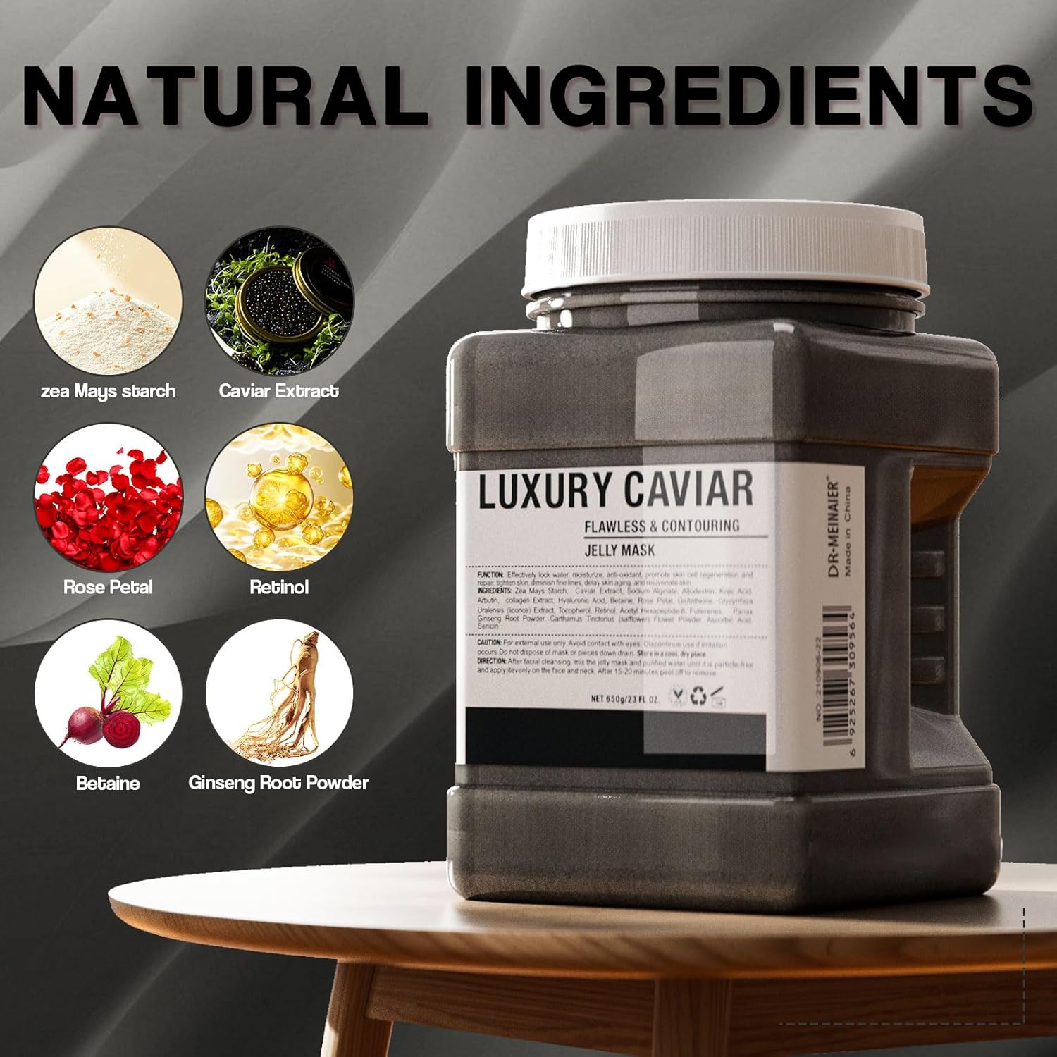 Vajacial Hydro Jelly Mask Powder for Face, Jelly Mask for Facials Professional, Jelly Facial Mask for Teens and Women. Jelly face mask. (Luxury Caviar) - Image 2