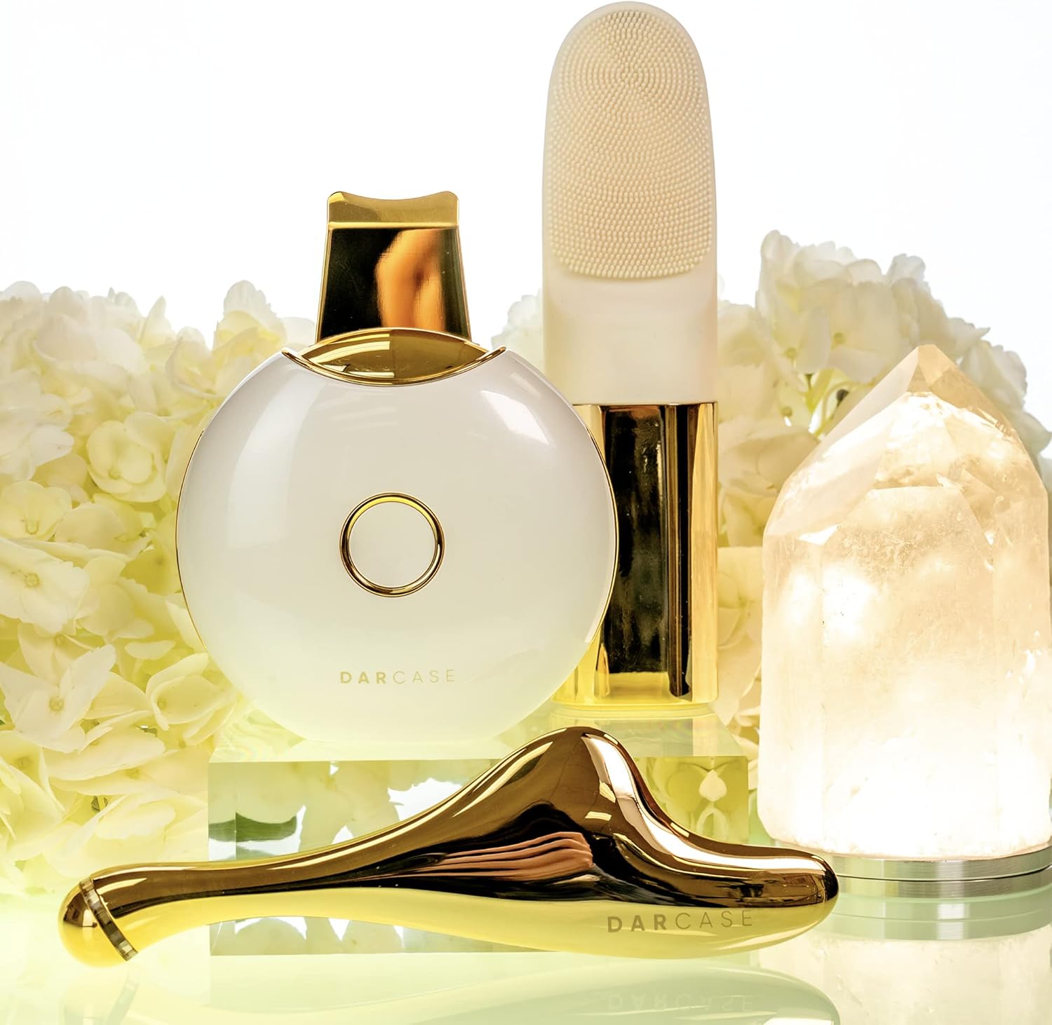 SPA at Home Kit Aurí 24K Gold Gua Sha Massager, Cristál Dual Facial Deep Cleaning Brush, Perlé Skin Exfoliating Face Spatula Complete Luxury Set - Image 6