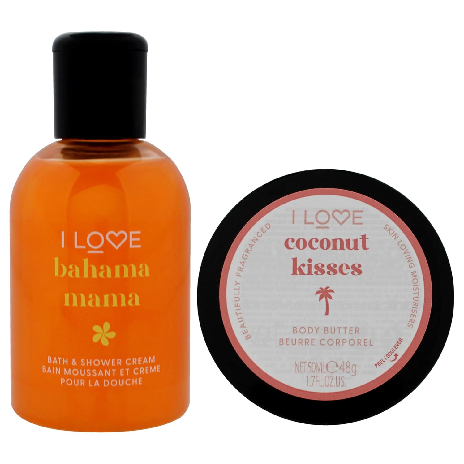 I Love Cosmetics I Love Miniature Troipcal Treat Box for Unisex - 2 Pc 3.3oz Bath and Shower Creme, 1.7oz Body Butter - Image 2