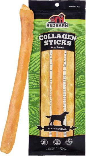 Redbarn Pet Products All-Natural Large 12″ Beef Collagen Sticks for Dogs – Long Lasting Low-Odor Alternative to Traditional Rawhide & Bully Sticks – Supports Healthy Joints, Skin, & Coat – 3 Pack