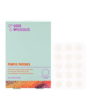 Good Molecules Pimple Patches 60 Pack – Ultra-Thin Hydrocolloid Acne Patches To Conceal Breakouts, Blackheads, and Blemishes – Acne Spot Treatment, Skin Care For Face