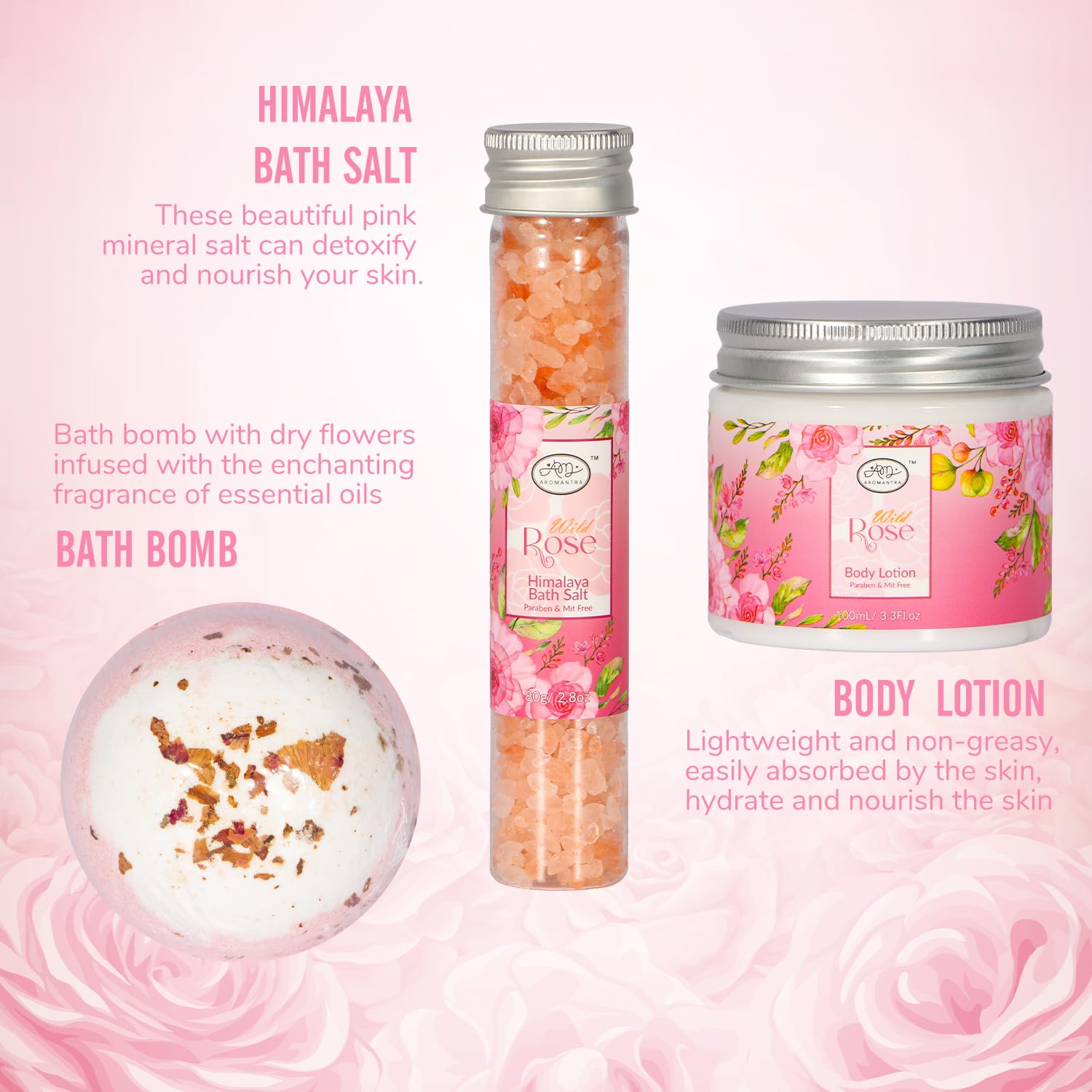 Luxury Spa Gift Set for Women, Whole Body, Bath Set, Bath Gift Set, Rose Scented, 10 Pcs, Self Care, Best Friend, Mom, Sister, Valentine's Day Gift - Image 4