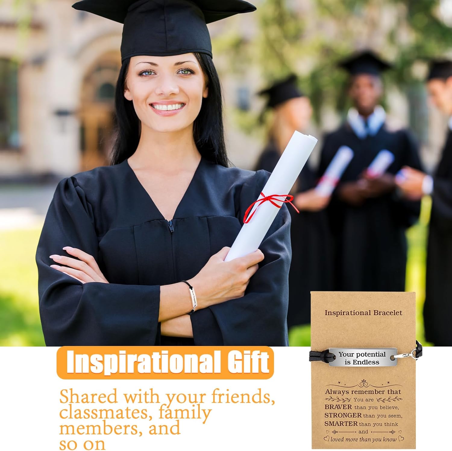 Nosiny Inspirational Gifts for Women Men with Gift Cards Envelopes Engraved Inspirational Bracelets Encouragement Jewelry Bracelets for Teen Friendsgiving(24 Pack) - Image 6