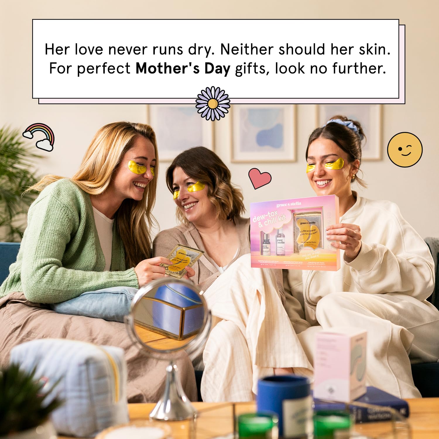 grace & stella Award-Winning Skin Care Set - Birthday Gifts for Women - Travel Essentials with Gold Eye Masks, Hyaluronic Acid Serum & Rose Spray - Bachelorette Party Favors, Teen Girl Gifts - Vegan - Image 2