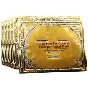 Permotary 6 PCS 24k Gold Crystal Gel Collagen Facial Masks, Deep Moisturizing Facial Sheet for Women Skin Care Revitalize Skin