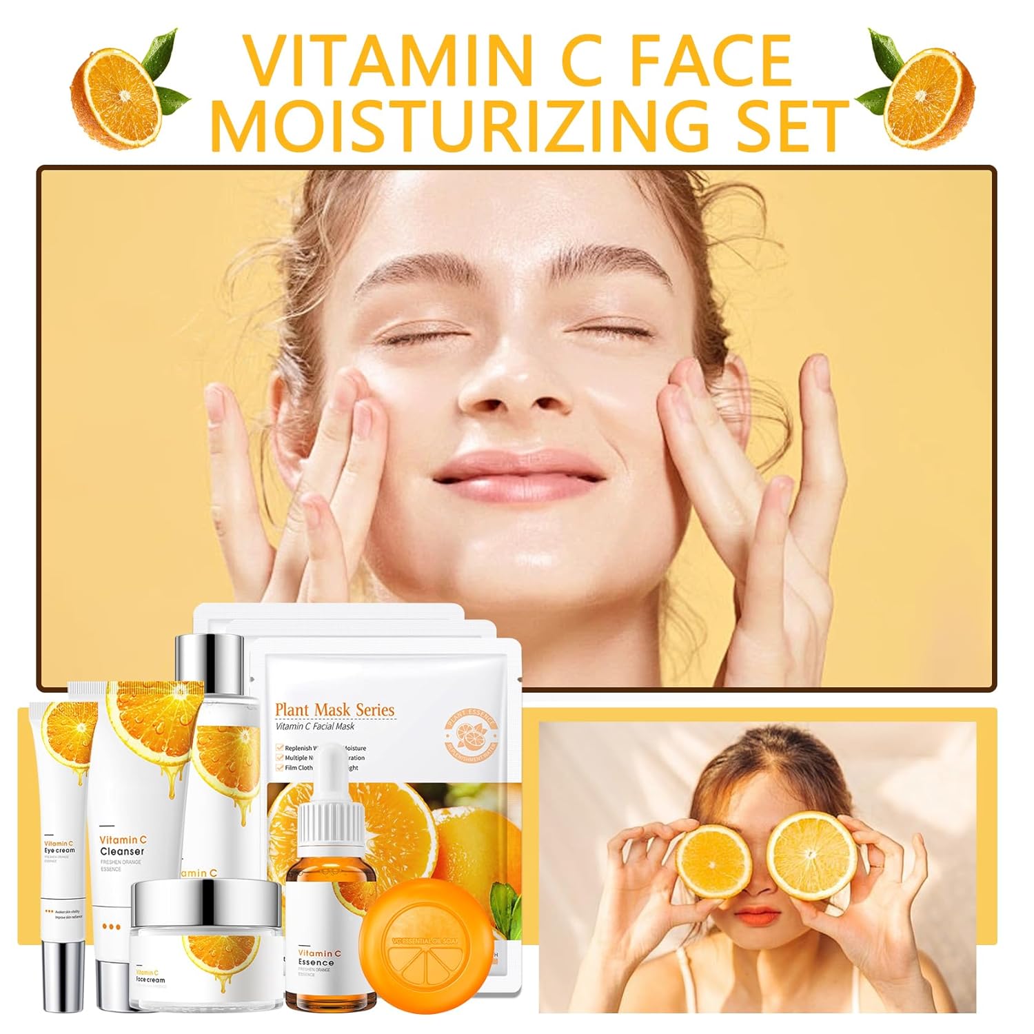 9Pcs Skin Care Routine Kit for Women Men,Moisturizing Skin Care Kit with Facial Cleanser,Toner,Face Serum,Face Cream,Eye Cream,Soap and Facial Sheet Masks,Hydrating Facial Kit Skincare Gift Set - Image 2