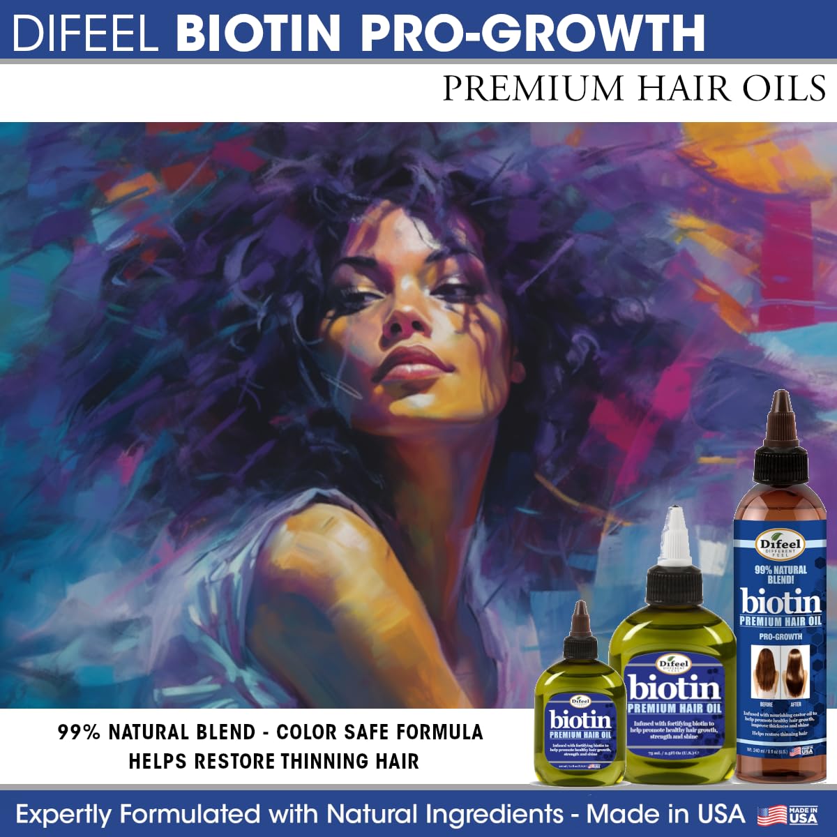 Difeel Biotin Pro Growth Premium Hair Oil 8 oz. - Infused with Fortifying Biotin for Healthy Hair Growth - Image 9