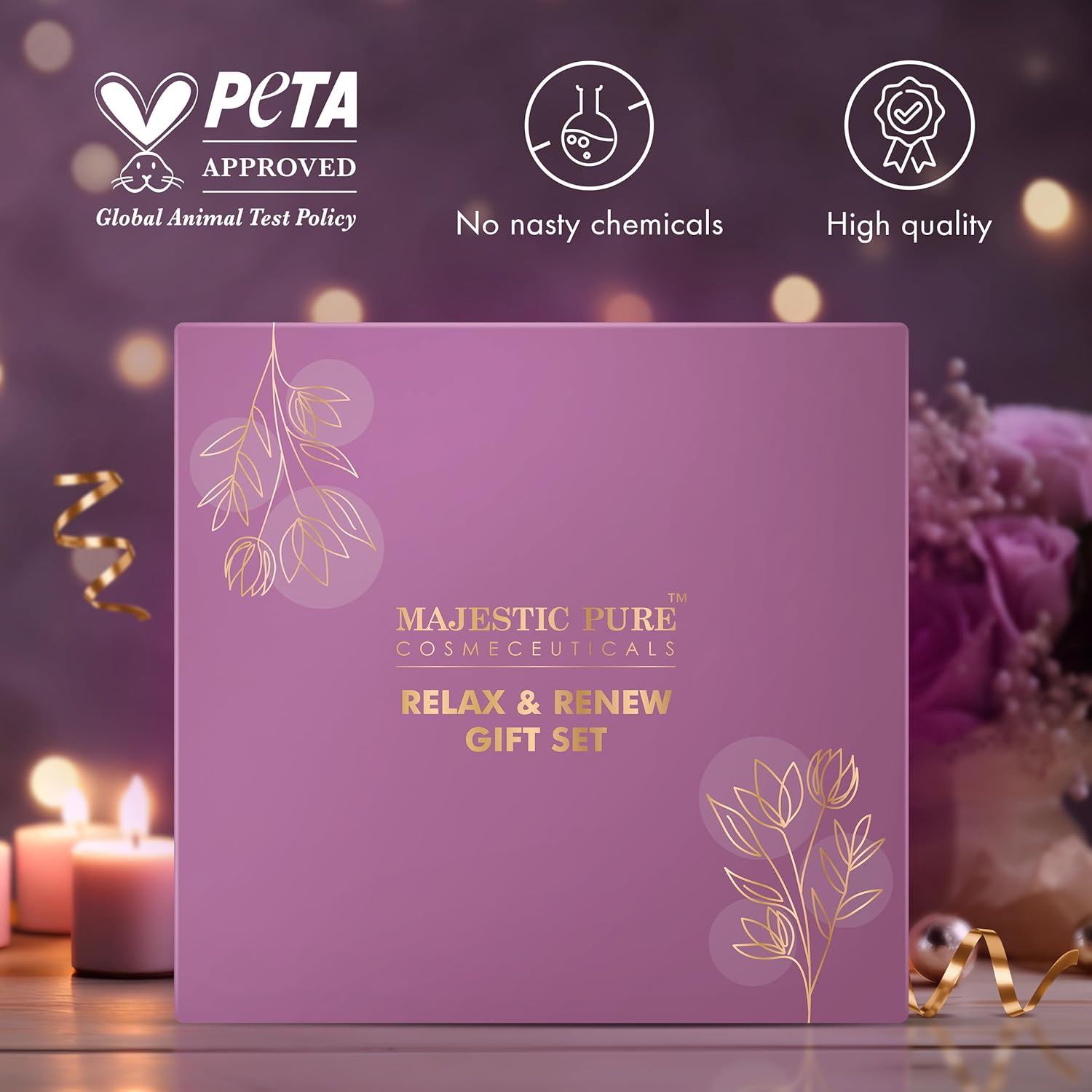 Majestic Pure Fathers Day Gift Set set of 5- (Brazilian Orange oil 1oz, Scented Candle - 50g, Gardenia Hand Cream - 20g, Himalayan Salt Body Scrub - 160g, Gold Face Mask - 100g) - Image 4