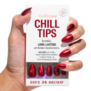 Chillhouse – Chill Tips, Press on Nails Kit – She’s on Holiday (Almond) – 30 Nail Shapes & Sizes – Up to 3 Weeks of Wear – Customizable Fit – Reusable – Latina Founded, Women Owned – Beauty, Self Care