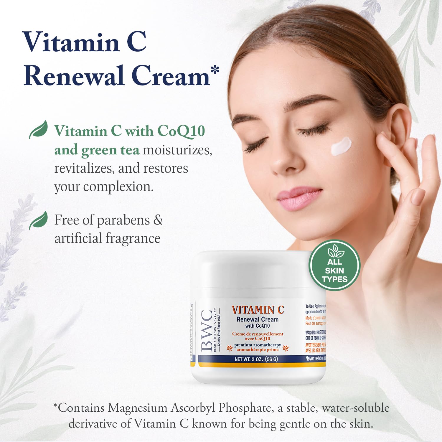 Beauty Without Cruelty Vitamin C Renewal Cream with CoQ10 – Premium Aromatherapy Face Cream, Vegan-Friendly & Cruelty-Free, 2 Oz - Image 3