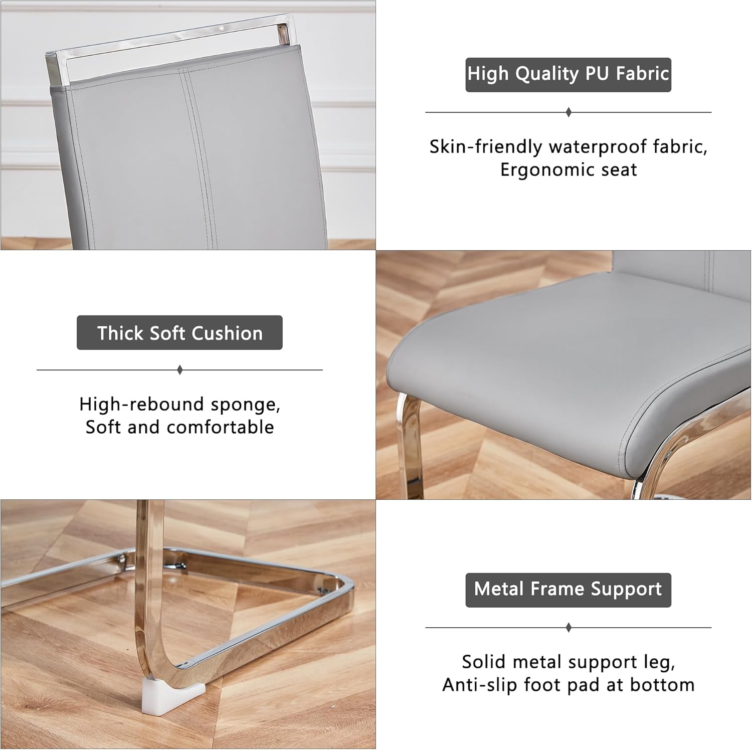 79" Modern Dining Table Set for 8,White Dining Room Table Set with Silver Chrome Pedestal,79" Glossy Kitchen Room Table Set for 8-10 Person,Dining Room Table with 8 Chairs,Faux Marble - Image 6