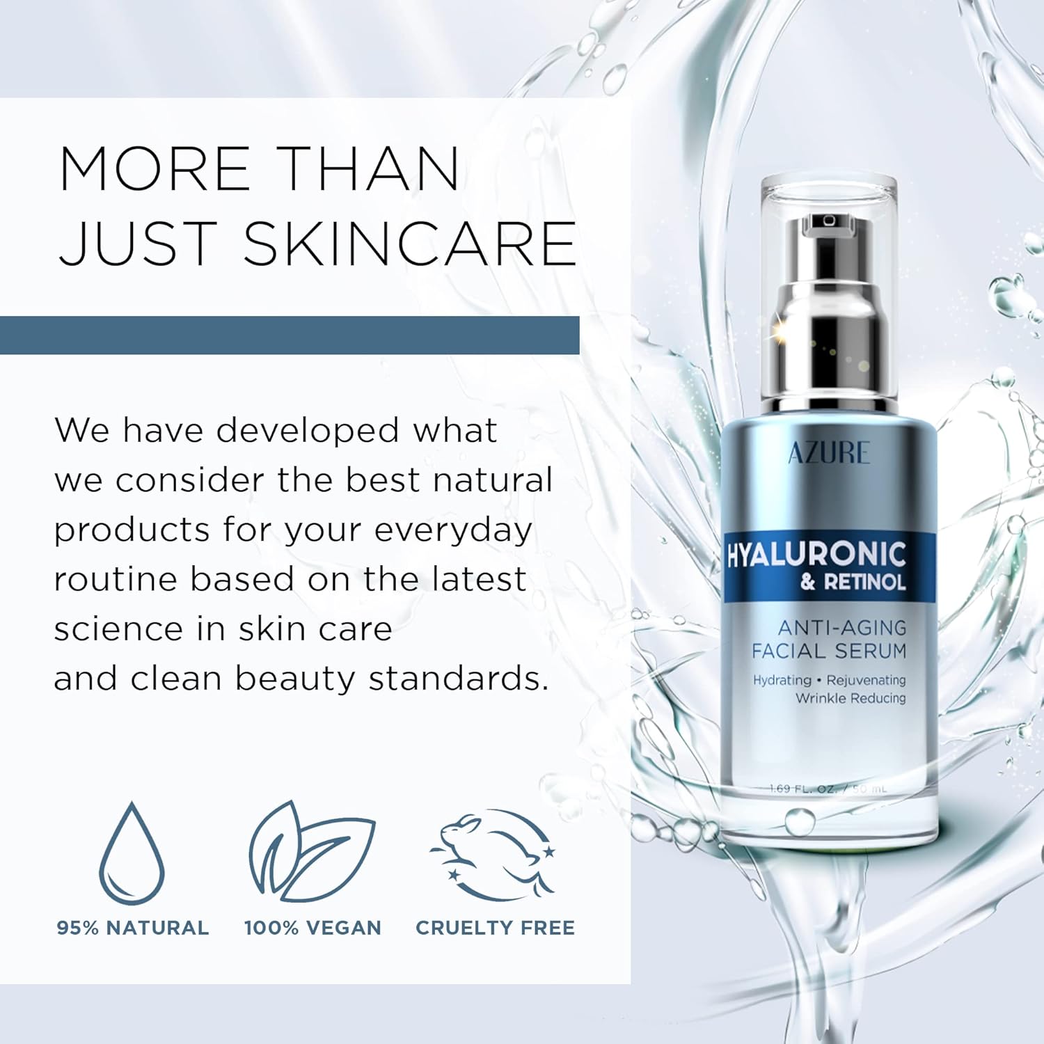 Azure Cosmetics Hyaluronic Acid Serum For Face - Ultra Hydrating, Dermatologist Tested, Anti-Aging Moisturizer for Dark Spots, Fine Lines & Wrinkles - Vegan, Clean Beauty, Korean Skin Care - 1.69 oz - Image 5