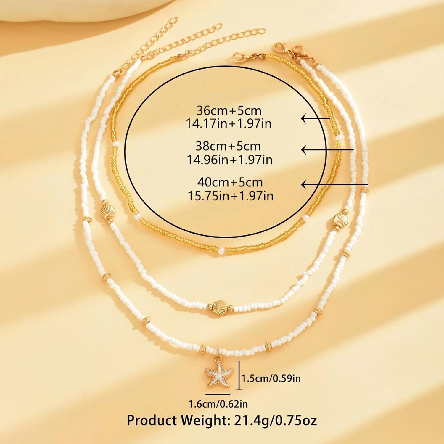 Nackiy Handmade Sea Shell Necklace for Women Summer Adjustable Natural Shell Collar Necklace (Beige Braided Rope) - Image 7