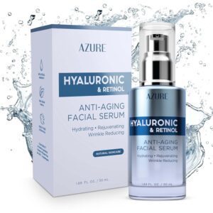 Azure Cosmetics Hyaluronic Acid Serum For Face – Ultra Hydrating, Dermatologist Tested, Anti-Aging Moisturizer for Dark Spots, Fine Lines & Wrinkles – Vegan, Clean Beauty, Korean Skin Care – 1.69 oz