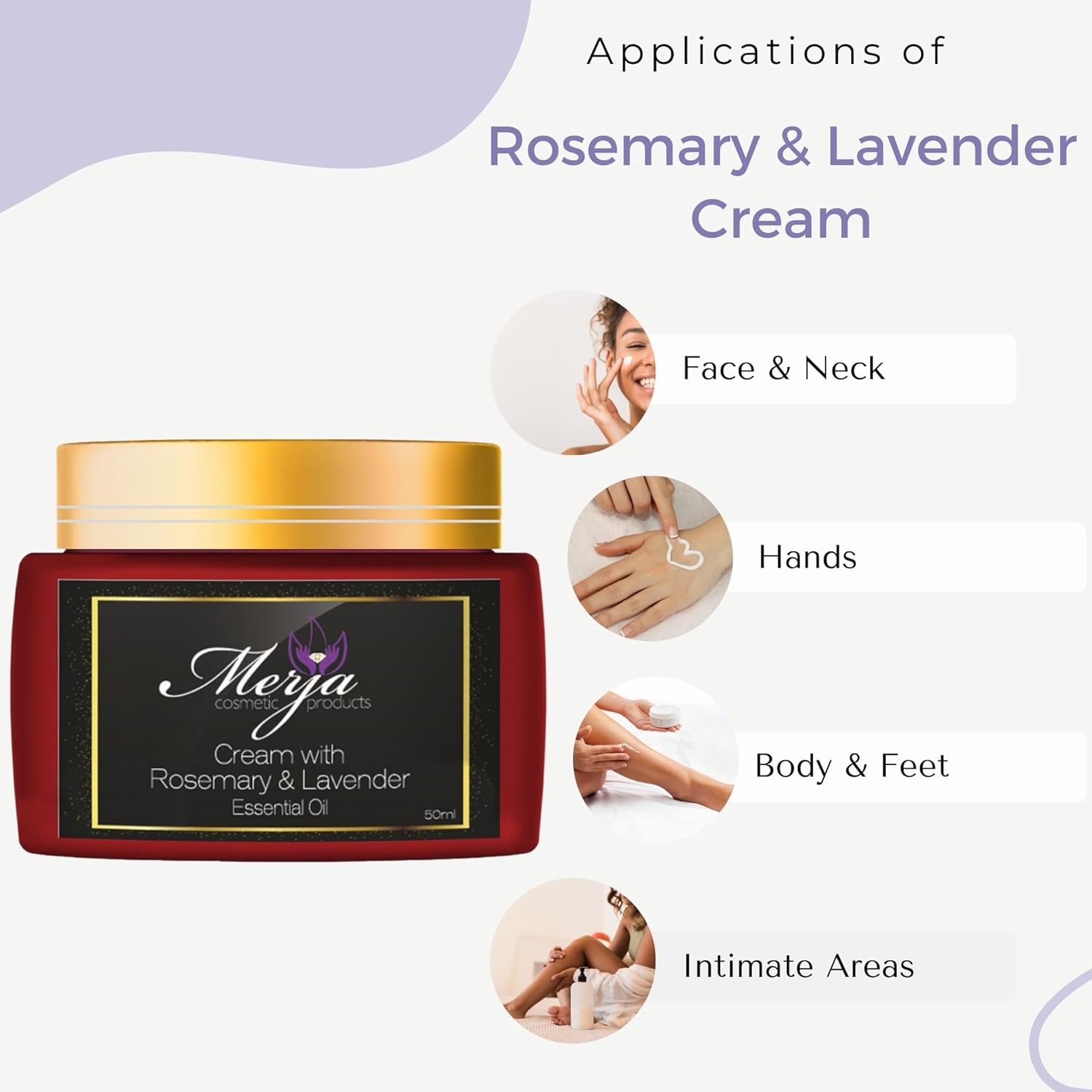 Merja Face cream with Rosemary & Lavender Essential Oils-Premium Skin care for a Radiant Youthful Complexion-Face Moisturizer- Premium Quality Cream 1.69 oz, 50 ml - Image 5