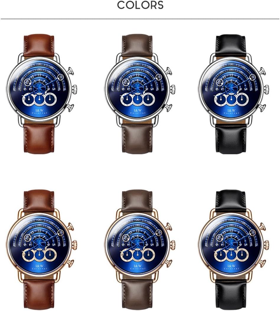 Luxury Men's Big Dial Chronograph Sapphire Glass Waterproof Quartz Black Leather Gold Watches - Image 5