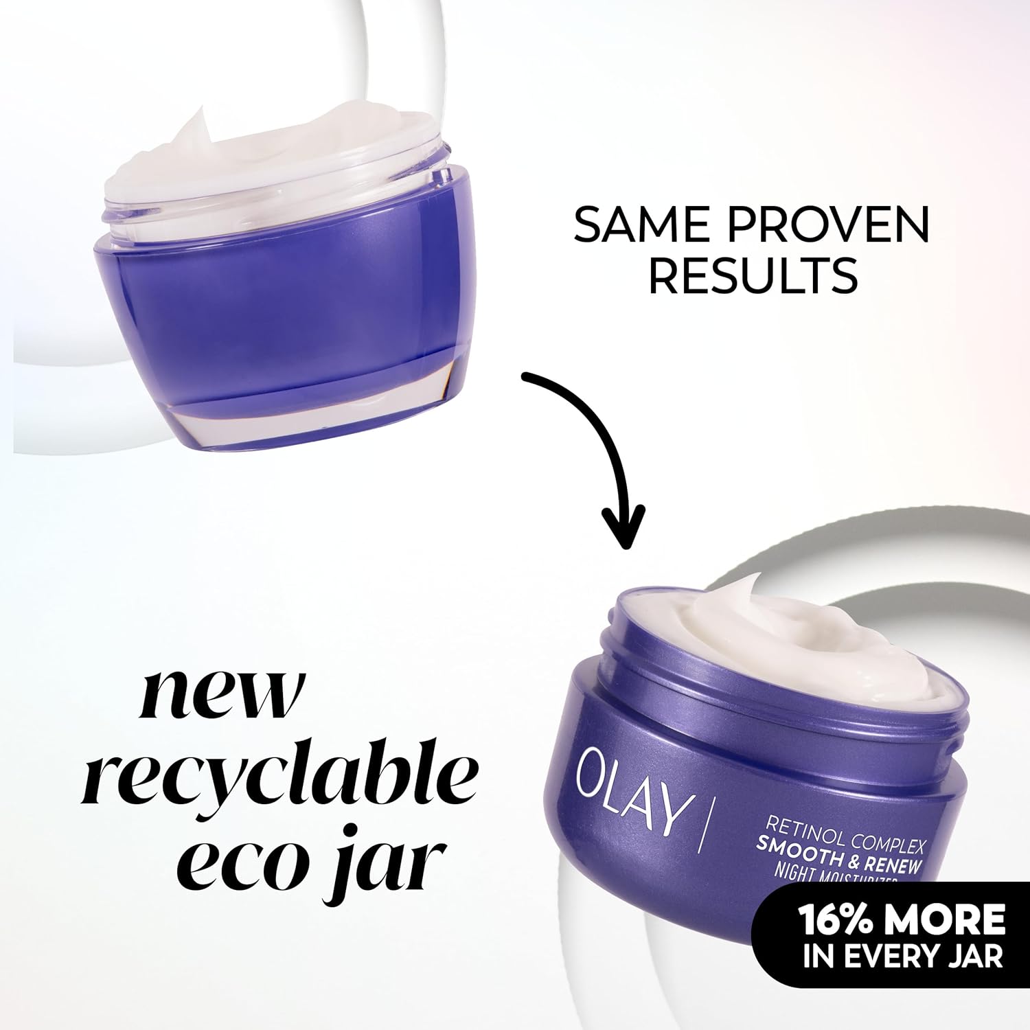 Olay Retinol Face Moisturizer, Smooth & Renew Cream for Women, Fragrance-Free - Anti-Aging, Anti-Wrinkle, Smooth Fine Lines, Tightening, Brightening - Recyclable Sustainable Eco Jar, Non-Greasy, 2 Oz - Image 3