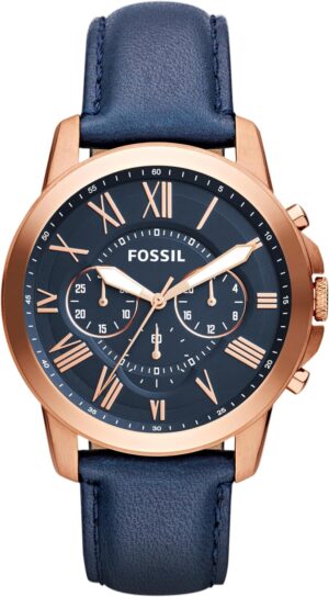 Fossil Men’s Grant Quartz Stainless Steel and Leather Chronograph Watch