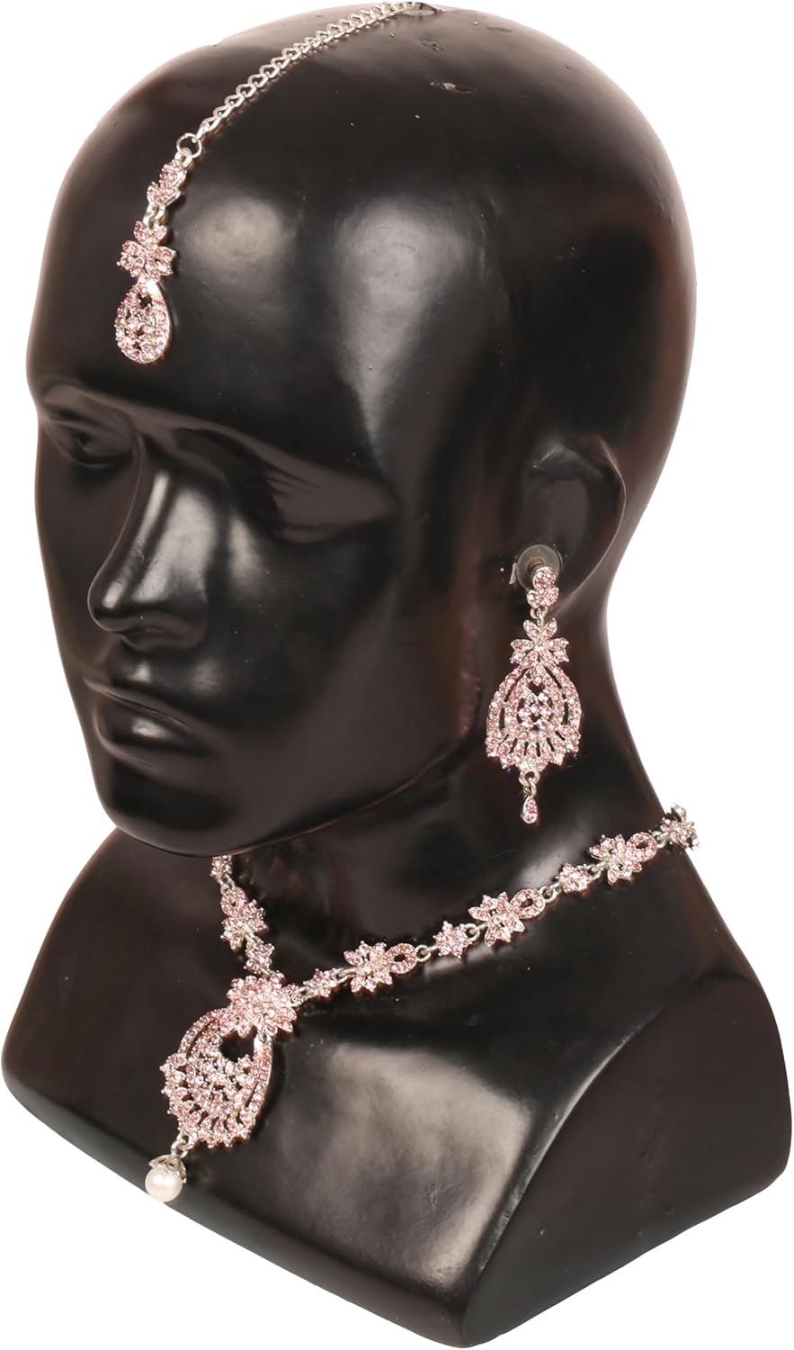 Touchstone Indian Bollywood Gorgeous intricate Workmanship Sparkling Rhinestone crystal wedding Designer Jewelry Necklace Set In Gold or Silver Tone For Women. - Image 8