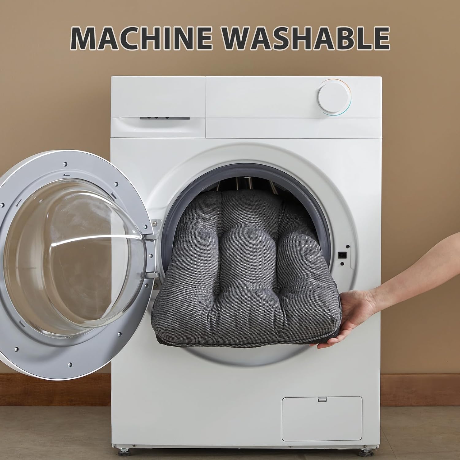 Chair Cushions for Dining Chairs, Kitchen Chair Cushions Set of 4, Seat Cushion with Ties, Tufted Chair Pads for Dining Chairs with Non Slip Backing, 15.5 x 15.5 x 4, Dark Grey - Image 7