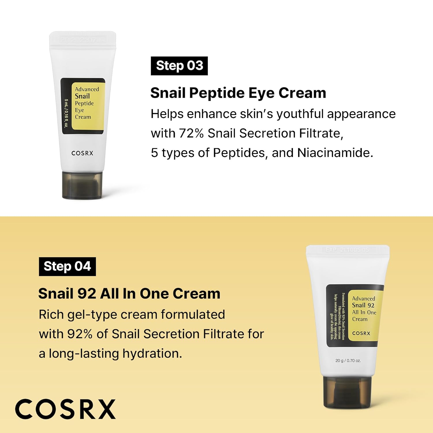 COSRX All About Snail Mucin Korean Skin Care Set, Mini Travel Essentials, Travel Size Gift Set with Snail Mucin Face Wash, Serum, Moisturizer & Eye Cream, Rejuvenating Kit - Image 5