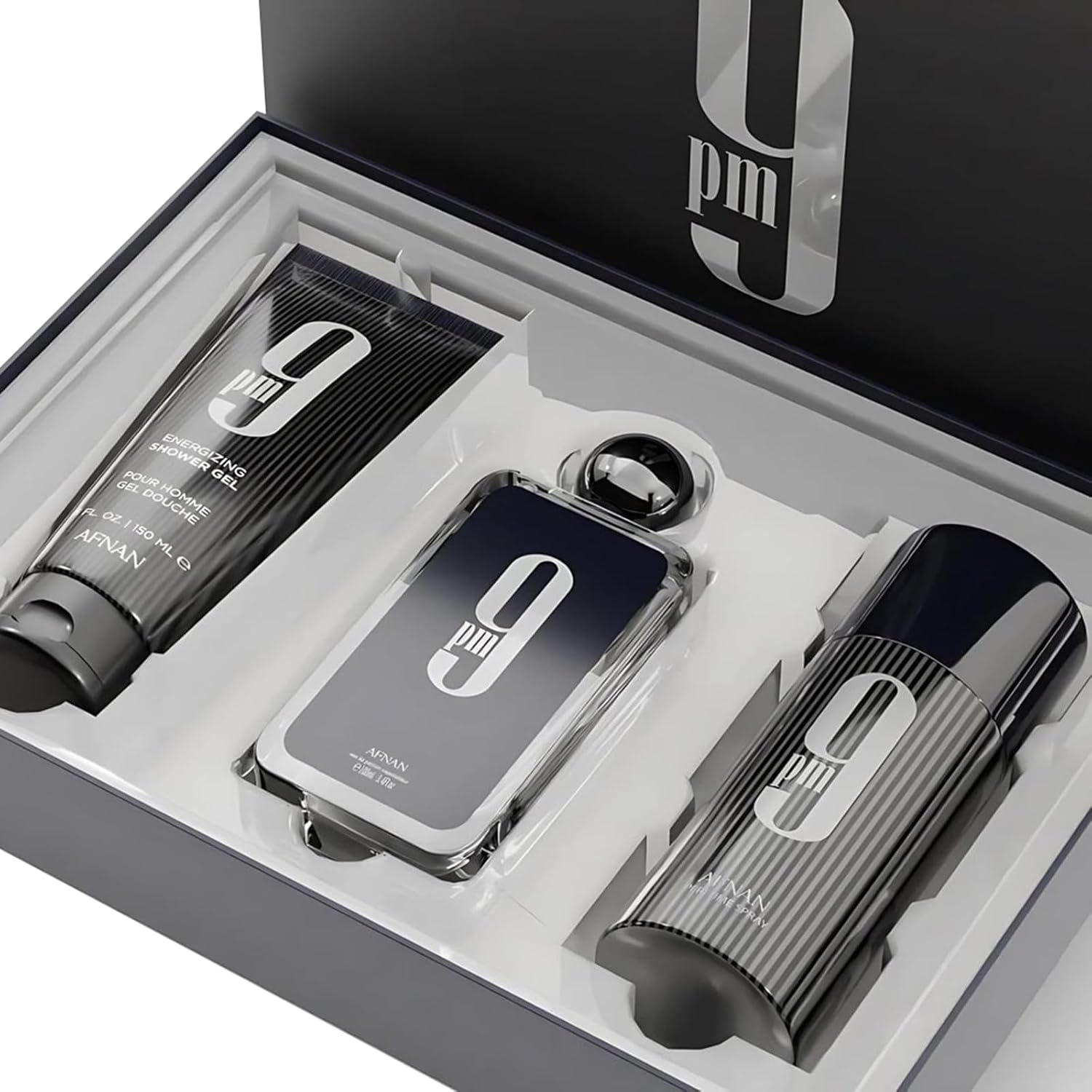 Afnan 9 PM Luxury Perfume Gift Set – Eau De Parfum (3.4 Oz), Deodorant (5.0 Oz), Shower Gel (6.7 Oz) - Image 3