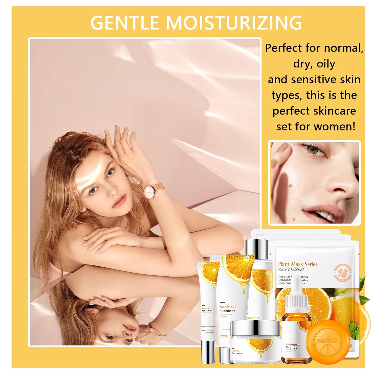 9Pcs Skin Care Routine Kit for Women Men,Moisturizing Skin Care Kit with Facial Cleanser,Toner,Face Serum,Face Cream,Eye Cream,Soap and Facial Sheet Masks,Hydrating Facial Kit Skincare Gift Set - Image 7