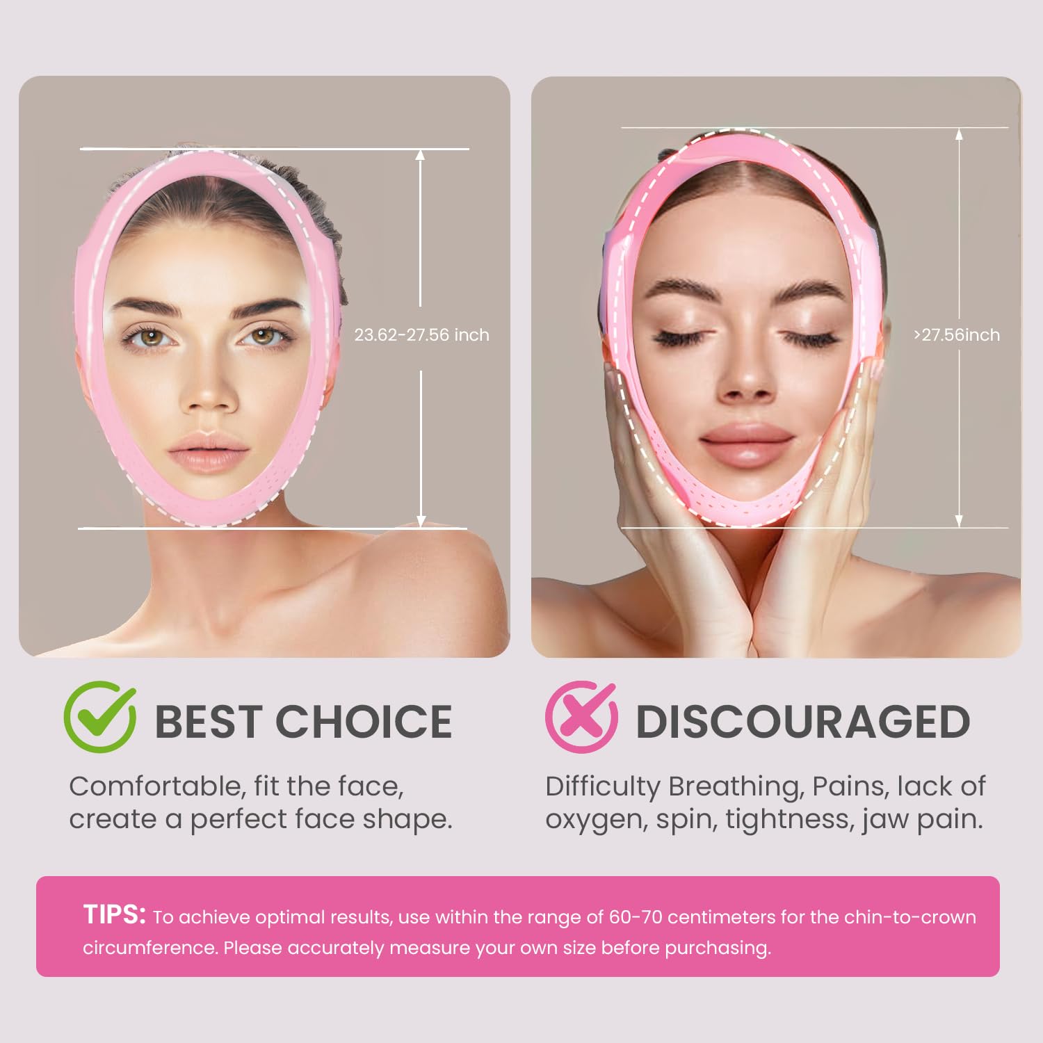 V-Line Lifting Mask Chin Strap: Reusable Face Lift Tape Chin Strap for Sleeping Jaw Exerciser, Pink 1 - Image 7