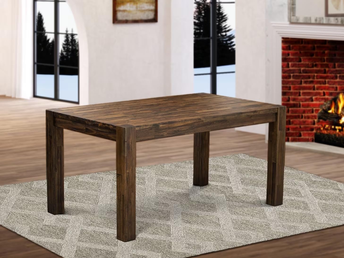 East West Furniture CN6-07-T Celina Dining Room Table - Rectangle Rustic Farmhouse Table , 36x60 Inch, Jacobean - Image 2
