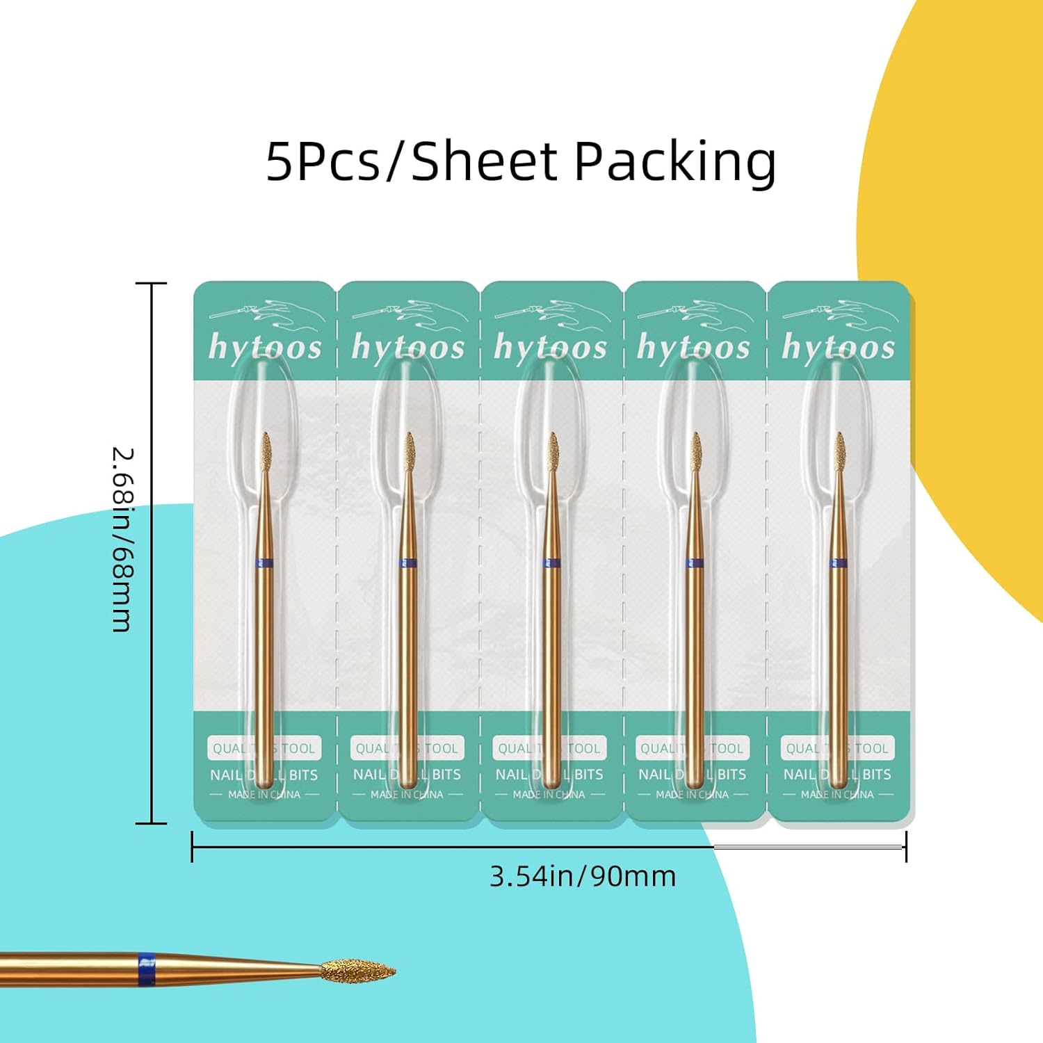 2mm Short Flame Cuticle Clean Nail Drill Bit, 5Pcs/Set Titanium Russian Diamond Nail Bits Professional Safety Under Nail Cleaner Burr for Cuticle Dead Skin, Electric Drill cessories, Medium - Image 7