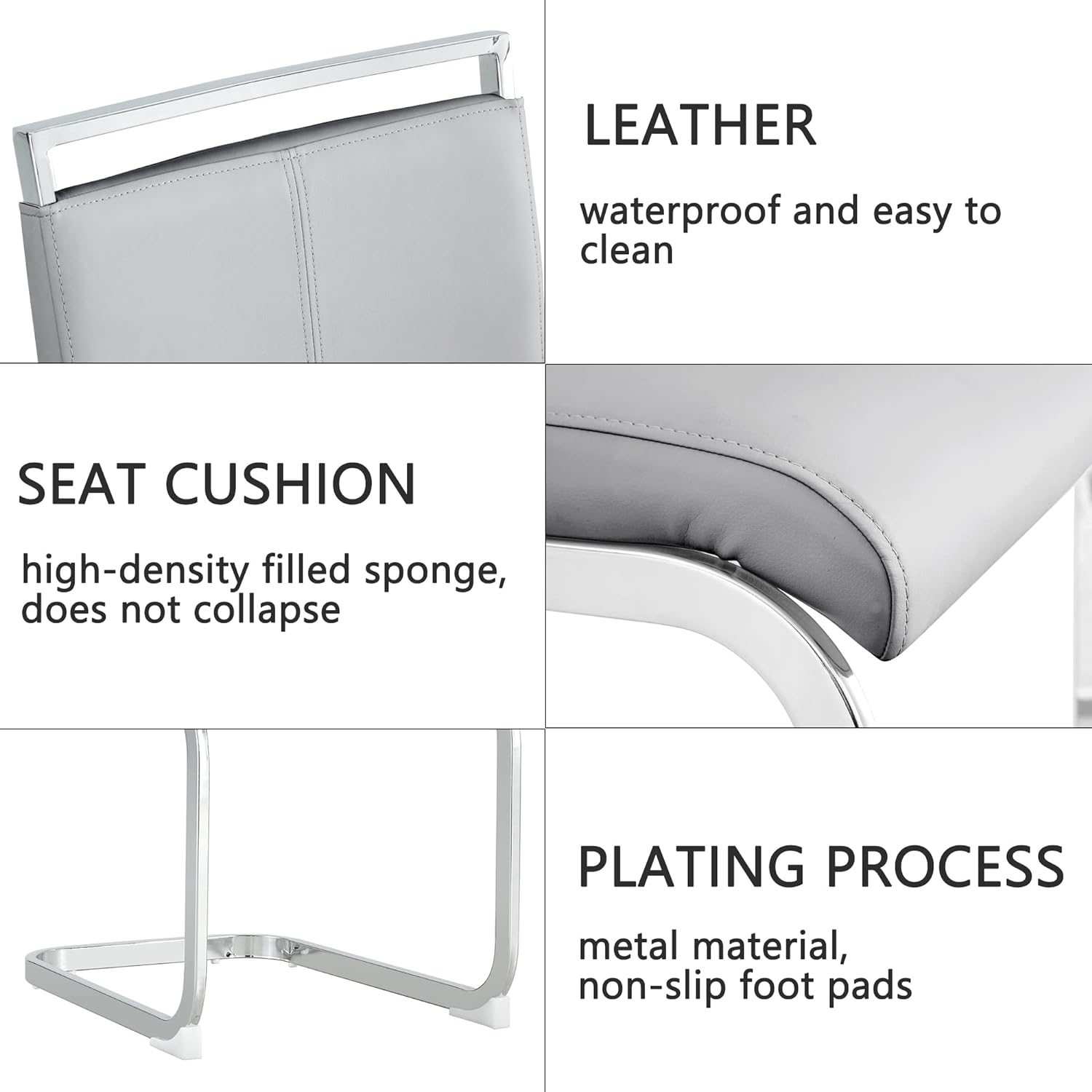 11 Piece Dining Table Set, 79" Marble Dining Table Set for 10, Marble Pattern MDF Dining Table Top and Base, 10 PU Leather Dining Chairs with Chrome Plated Metal Legs for Kitchen Dining Room. - Image 6