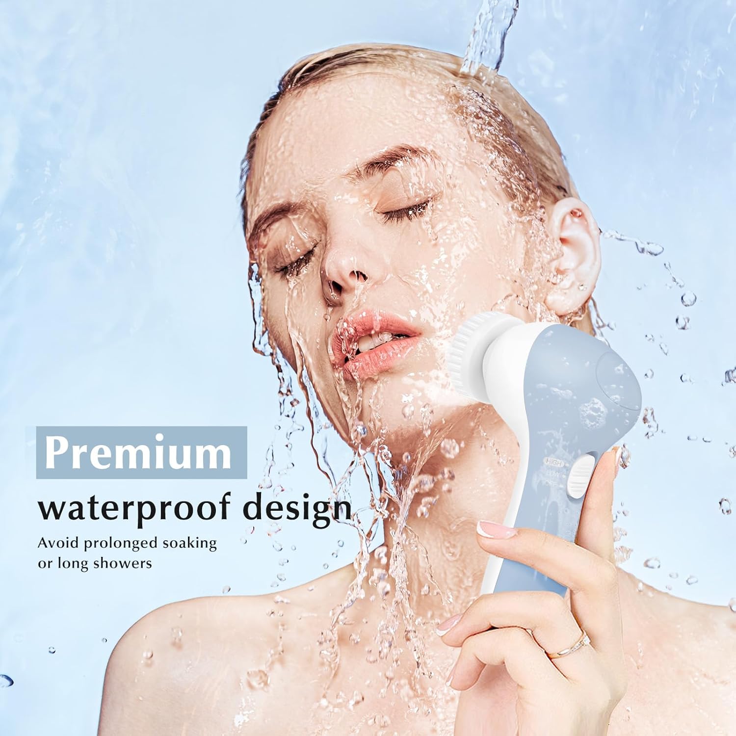 COSLUS Facial Cleansing Brush Silicone Face Scrubber: 2 in1 FBS-D Electric Exfoliating Massage Device Waterproof Deep Cleaning Exfoliation Rotating Spa Machine - Electronic Skin Care Wash Clean System - Image 5