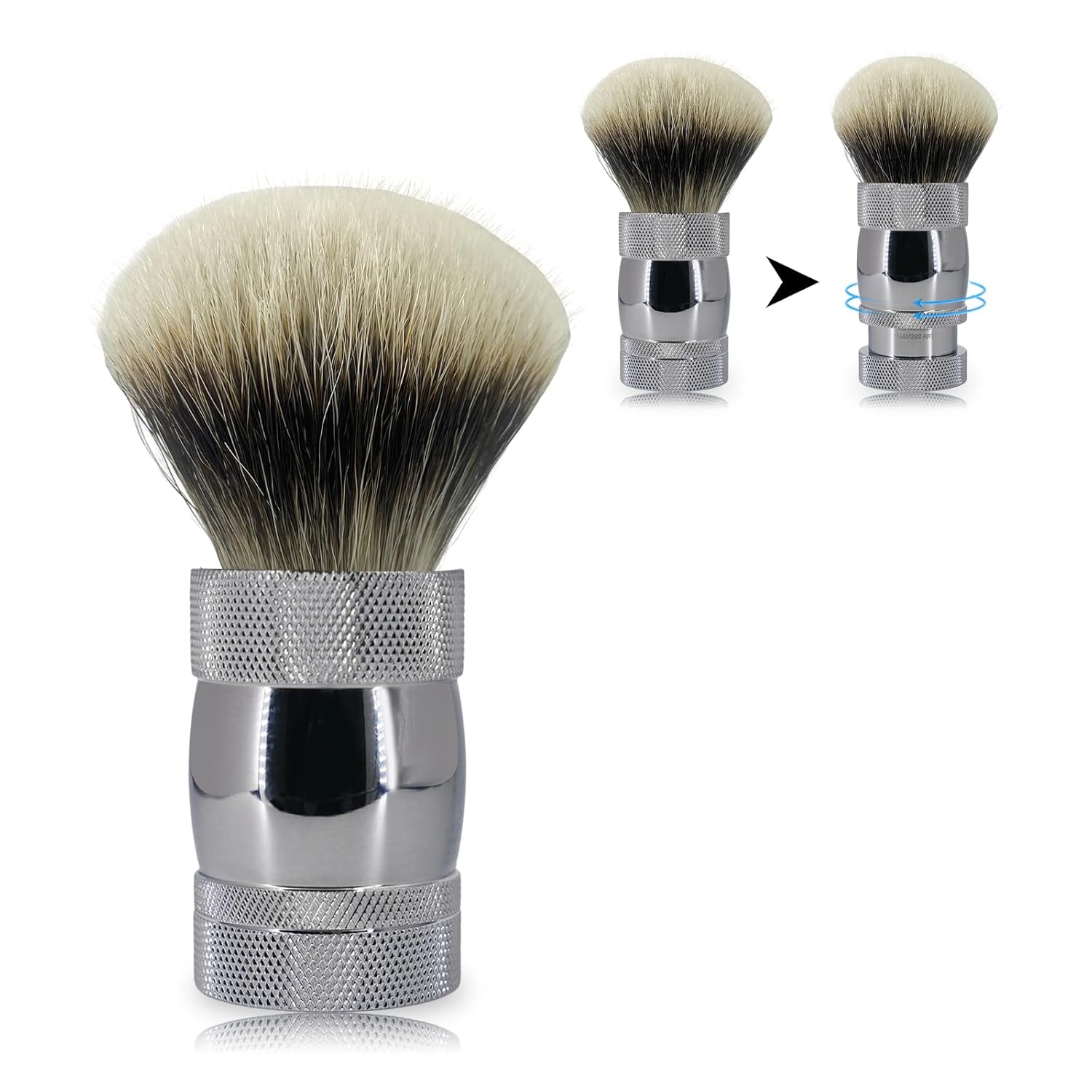 Silvertip Badger Shaving Brush – Rotating Handle to Control Bristle Height, Premium Shaving Brushes for Men, Luxury Badger Hair Shave Brush