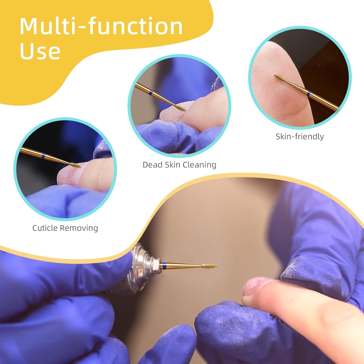 2mm Short Flame Cuticle Clean Nail Drill Bit, 5Pcs/Set Titanium Russian Diamond Nail Bits Professional Safety Under Nail Cleaner Burr for Cuticle Dead Skin, Electric Drill cessories, Medium - Image 3