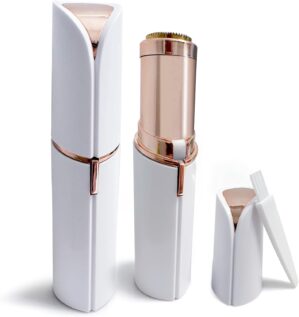 Luxury Facial Hair Removal Device for Women – Portable Best Face Shaver/Trimmer for Chin, Upper Lip in White & Gold