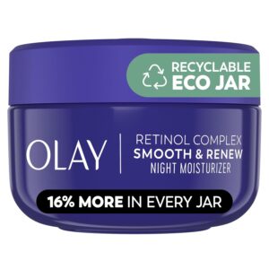 Olay Retinol Face Moisturizer, Smooth & Renew Cream for Women, Fragrance-Free – Anti-Aging, Anti-Wrinkle, Smooth Fine Lines, Tightening, Brightening – Recyclable Sustainable Eco Jar, Non-Greasy, 2 Oz