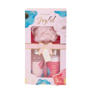 PURE PASSION Shower Set includes Shower Gel, Body Lotion and Bath Sponge