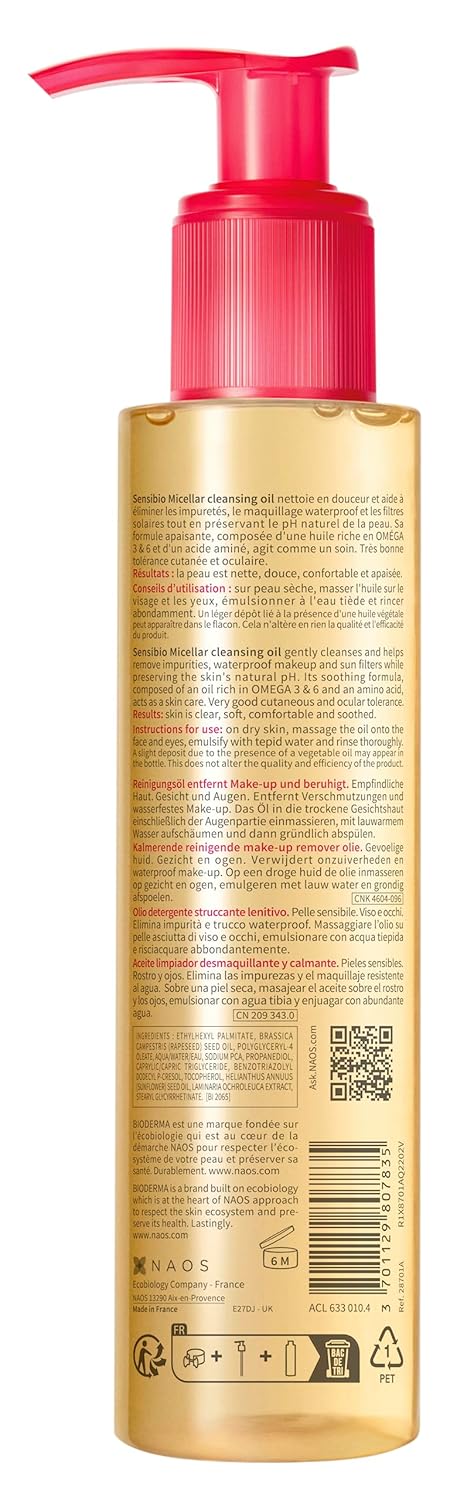 Bioderma Sensibio Micellar Cleansing Oil, 1st Ecobiological Micellar Formula Gentle Face Cleanser That Deeply Cleanses, Soothes & Nourishes Skin with Oil-to-Milk Texture, Fragrance-Free, 5 Fl Oz - Image 2