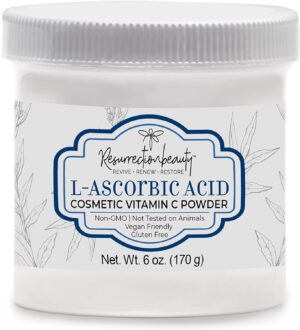 100% Pure L-Ascorbic Acid (Cosmetic Vitamin C Powder for Face) to Make Your Own Premium Beauty Serum, Skincare Mask Treatment, Hyaluronic Serums with Vit C & DIY Facial Skin Care Products 6 OZ