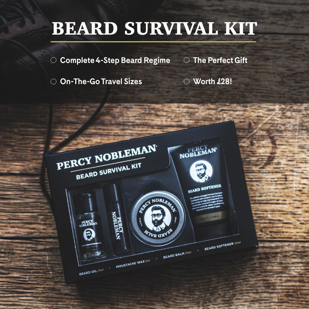 Beard Survival Kit, a Beard Grooming Kit containing a scented beard oil, beard balm, moustache wax, and a beard softener - Image 3