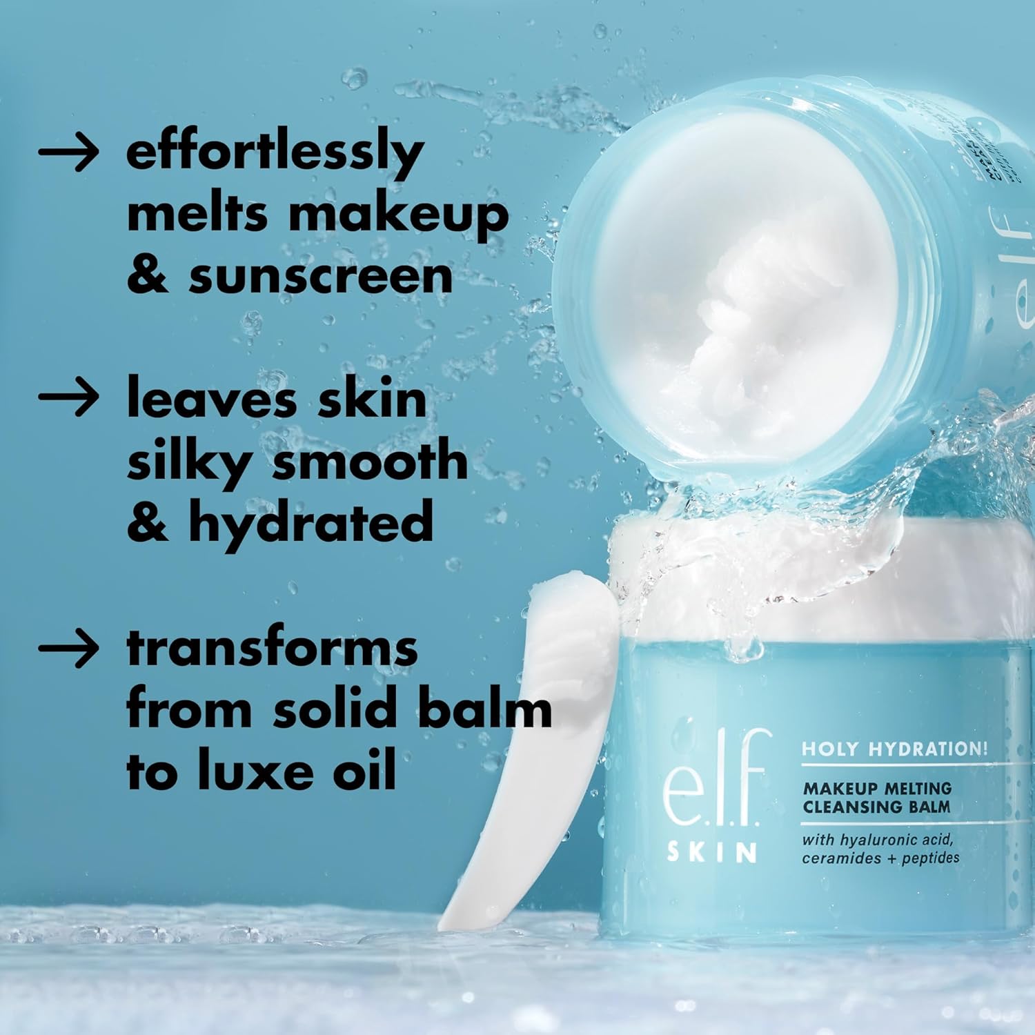 e.l.f. SKIN Holy Hydration! Makeup Melting Cleansing Balm, Face Cleanser & Makeup Remover, Infused with Hyaluronic Acid to Hydrate Skin - Image 4