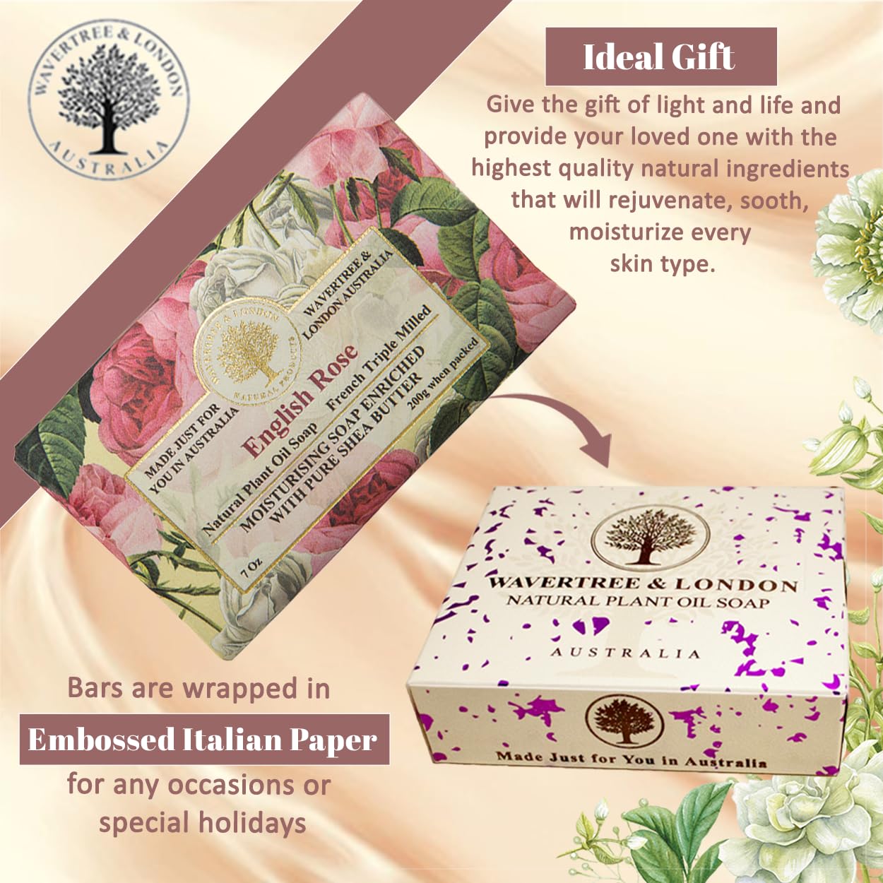 Wavertree & London English Rose Scented Natural Soap Bars for Women & Men (2 x 7oz) – Moisturizing Triple-Milled Soap Bars Enriched with Shea Butter – Plant-Based Bath & Body Bar for All Skin Types - Image 7