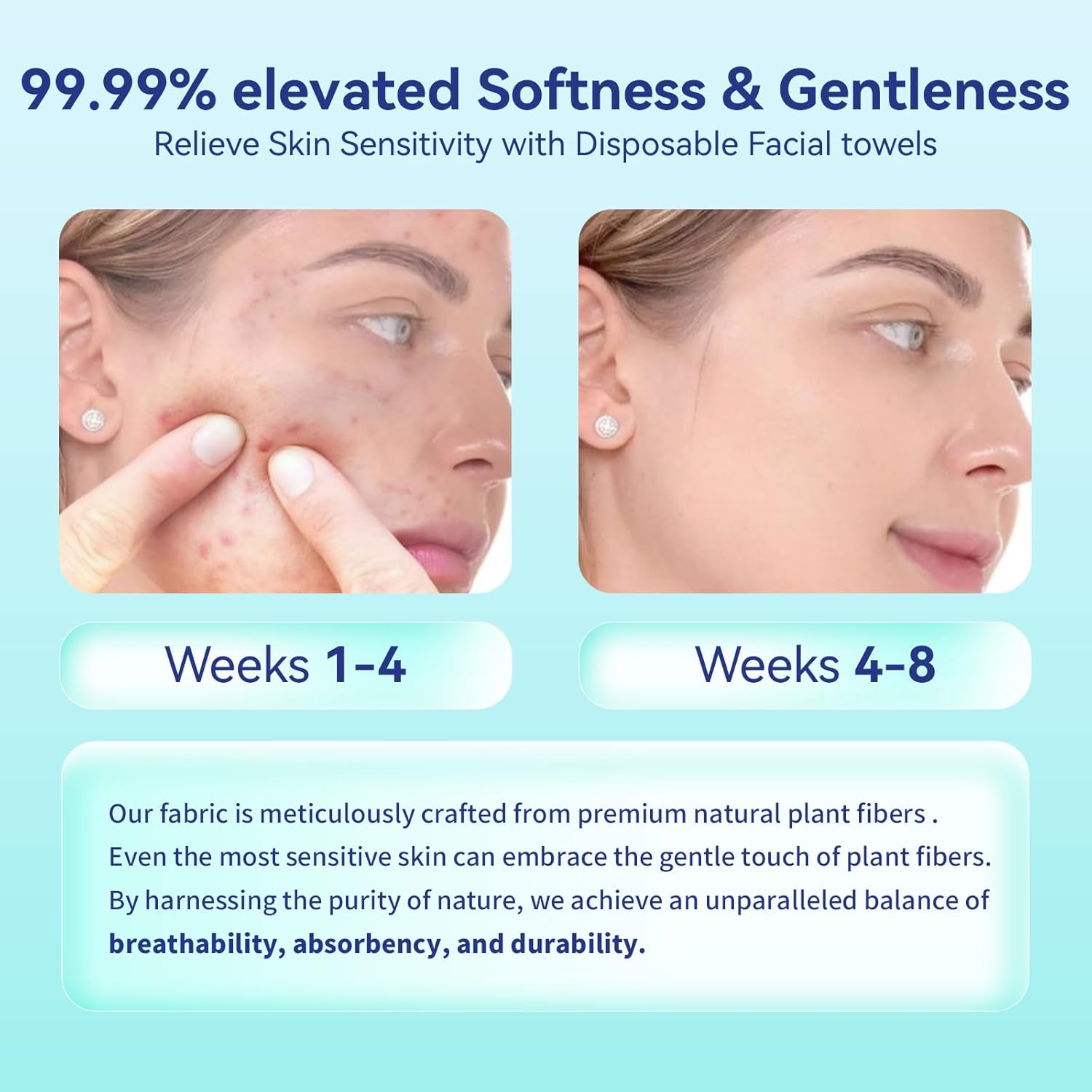 Disposable Face Towels,Ultra Thick Face Towelettes XL, Lint-Free Facial Wipes for Makeup Removal & Gentle Skin Care,10"×12",150 Count (3 Pack),Pearl-textured - Image 2