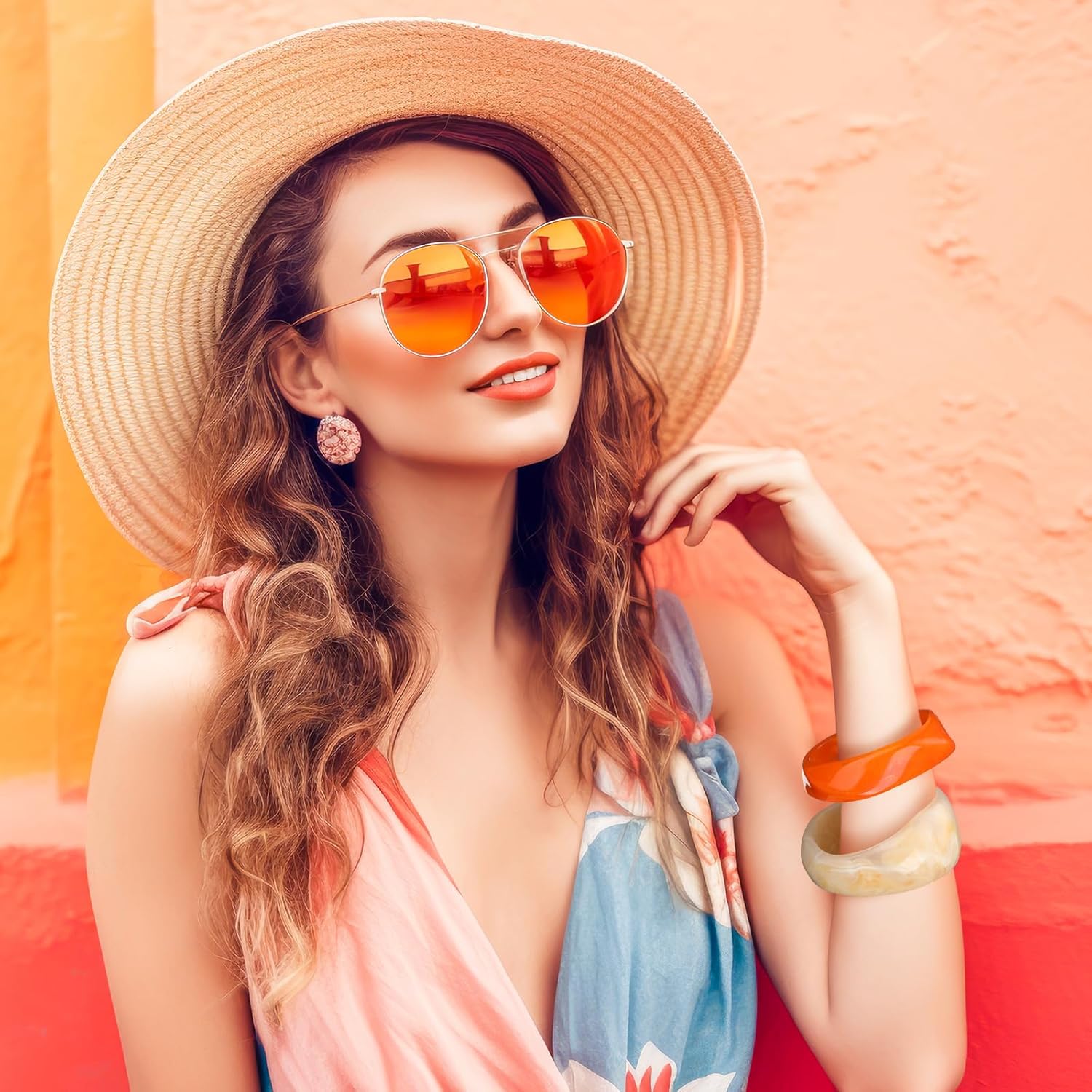 6 Pcs Acrylic Resin Chunky Bangle Bracelets for Women Punk Bangle Geometric Wide Bracelets Thick Acetate Jewelry - Image 3